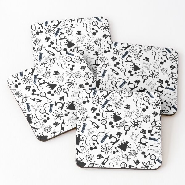 Item preview, biochemistry science lab molecular black white pattern designed and sold by DesignYourWaystore.