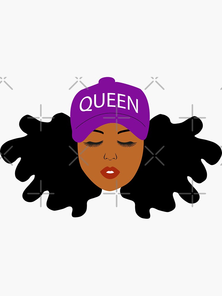 Black Queen Woman With Two Natural Hair Afro Puffs Sticker By Blackartmatters Redbubble 2790