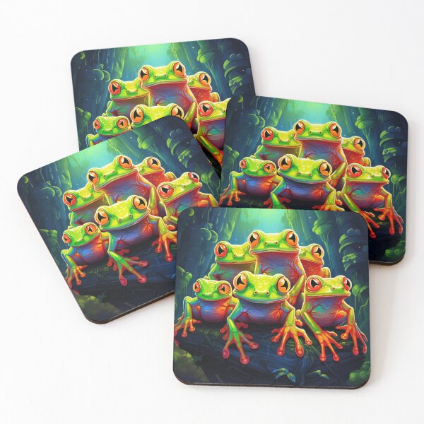 Item preview, Bright green and orange tree frogs  designed and sold by liana campbell.