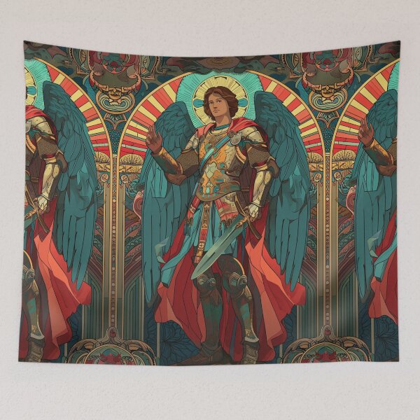 Item preview, St. Michael the Archangel - Majestic Protector Art Print designed and sold by Nicholas Panek.