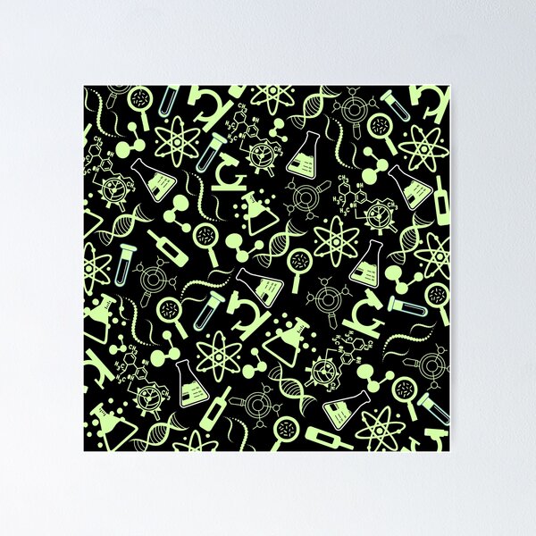 Item preview, biochemistry science lab molecular green black pattern designed and sold by Patternfy.