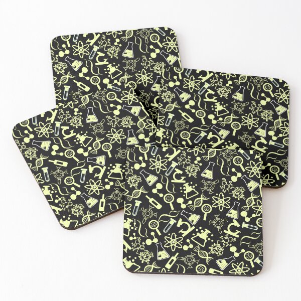 Item preview, biochemistry science lab molecular yellow black pattern designed and sold by DesignYourWaystore.