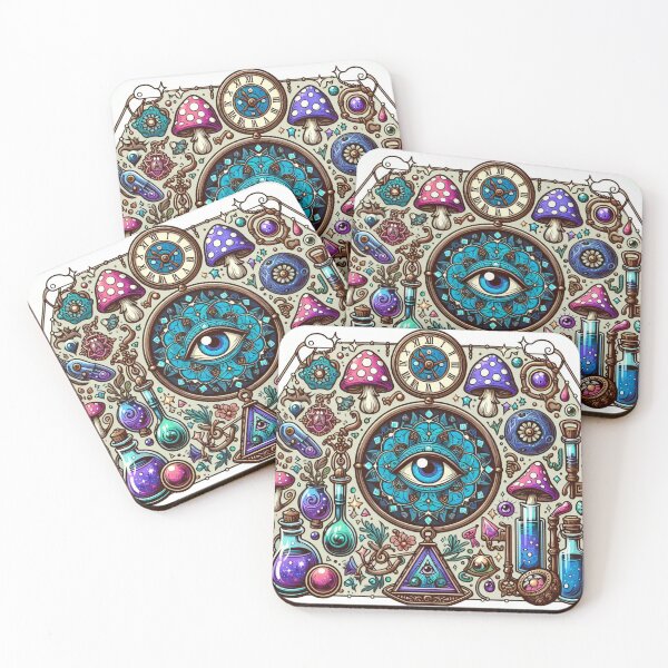 Item preview, Mystical Mushrooms all seeing eye magical Fungi Mandala designed and sold by CoffeeIsATrip.
