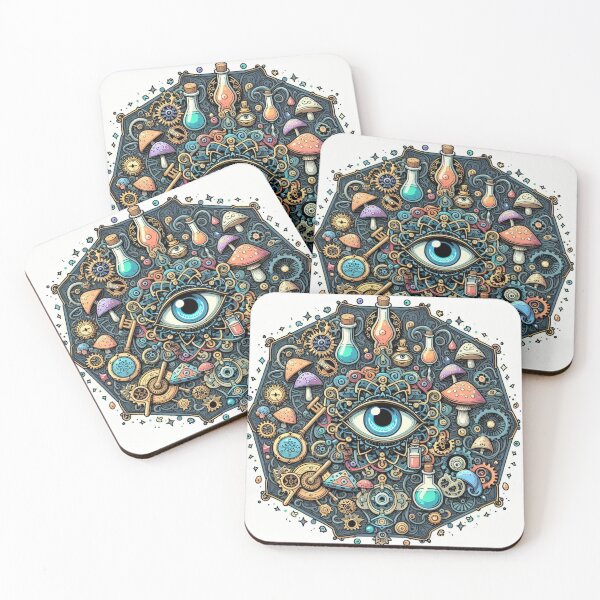 Item preview, Mystical Mushrooms all seeing eye magical Fungi Gears designed and sold by CoffeeIsATrip.