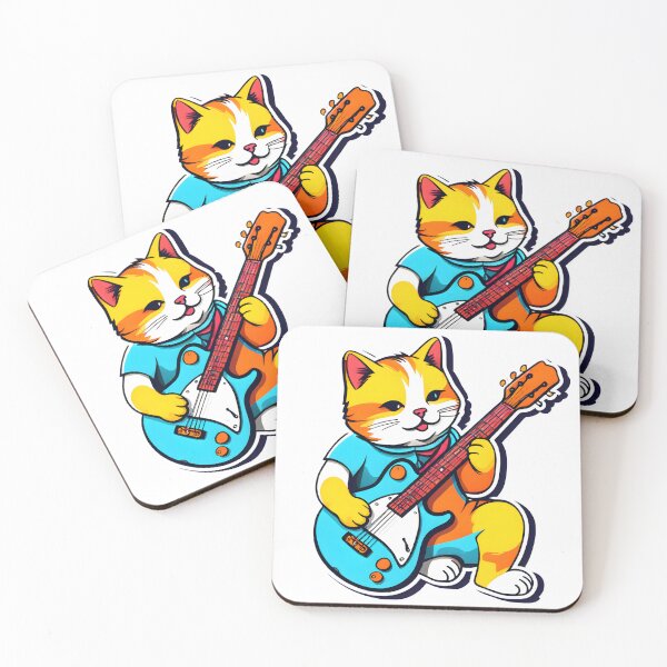 Item preview, cat playing guitar sticker designed and sold by IamMind.