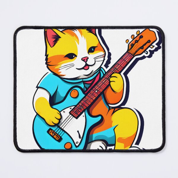 Item preview, cat playing guitar sticker designed and sold by IamMind.