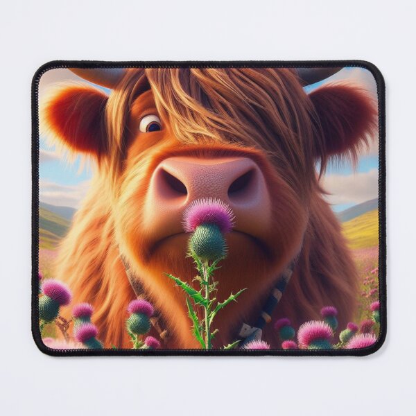 Item preview, Highland cow and scottish thistle designed and sold by ThorHavenFarm.