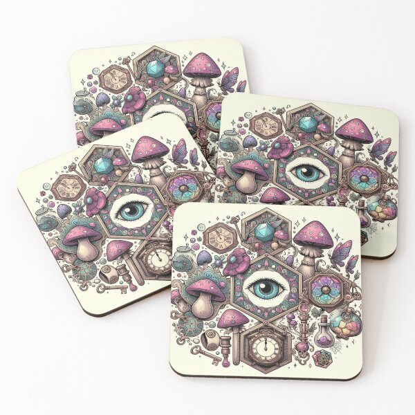 Item preview, Mystical Mushrooms all seeing eye magical Fungi Butterflies Potions designed and sold by CoffeeIsATrip.