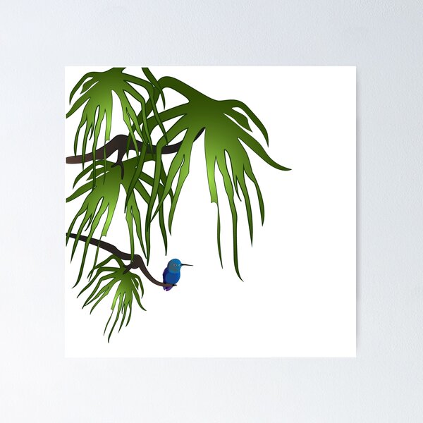 Item preview, Tropical forest little blue bird designed and sold by MetaforaMundo.