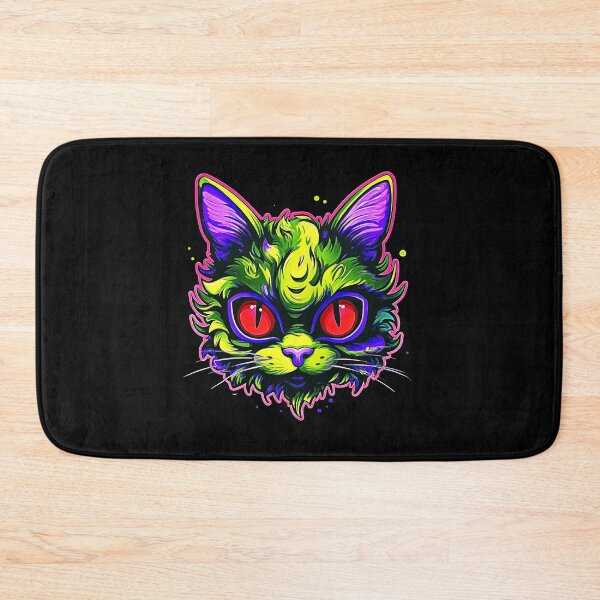 Item preview, Neon Red Eyed Fluffy Cat Face Psychedelic Design designed and sold by Ashburnsmum2018.