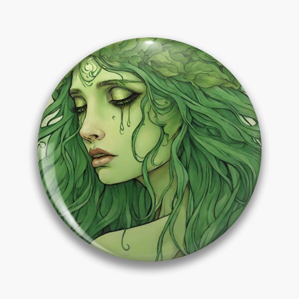 Artikelvorschau, Weinende grüne Frauengöttin im Jugendstil entworfen und verkauft von GoddessNouveau.