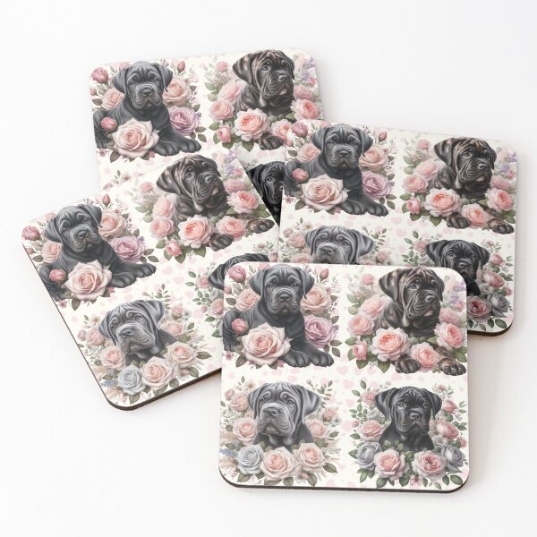 Item preview, Cane Corso Puppies with Roses and Hearts Valentine's Day designed and sold by Animals-on-me.