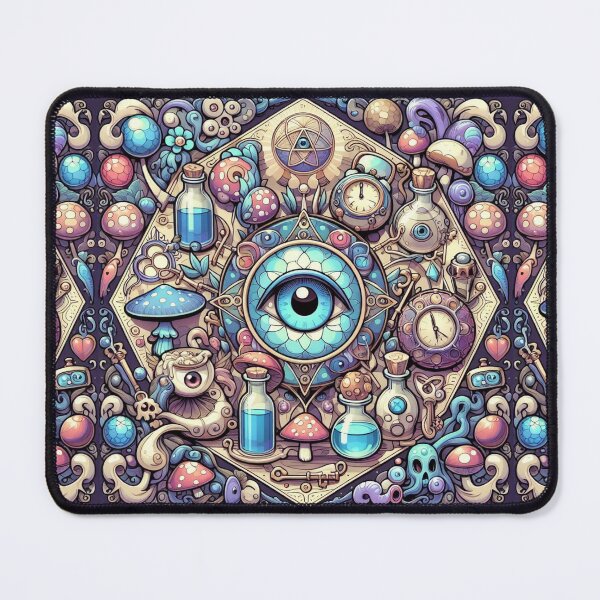 Item preview, Mystical Mushrooms all seeing eye magical Fungi Gears Amulets designed and sold by CoffeeIsATrip.