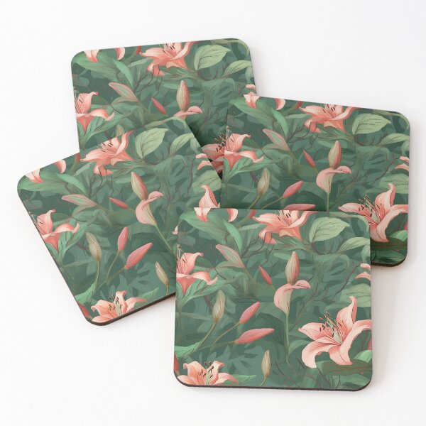 Item preview, sprigs of lilies on green designed and sold by elegantpaterns.