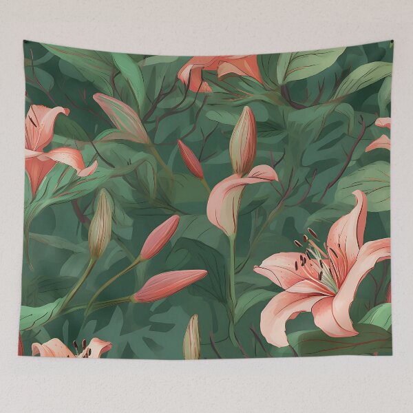 Item preview, sprigs of lilies on green designed and sold by elegantpaterns.