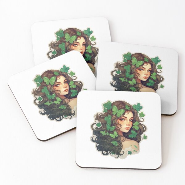 Item preview, Brunette Lady with Green Butterflies designed and sold by Humberto Braga.