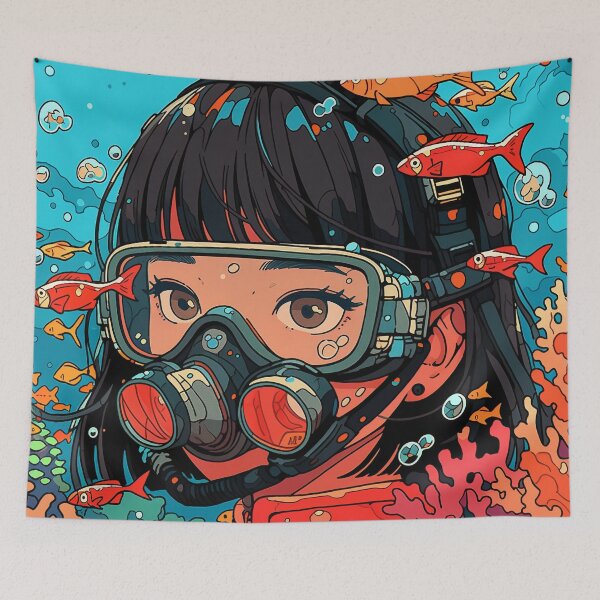 Item preview, Underwater Scuba Snorkeling Anime Girl designed and sold by bubblegoth.