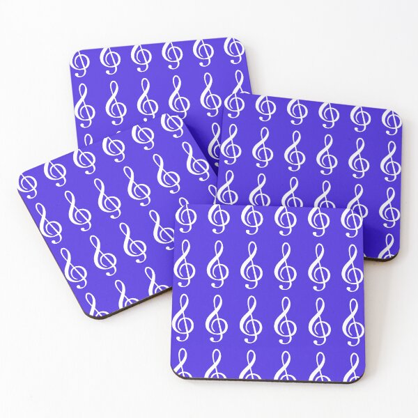 Item preview, White treble G clefs in tiled pattern designed and sold by ElegantTeaTime.