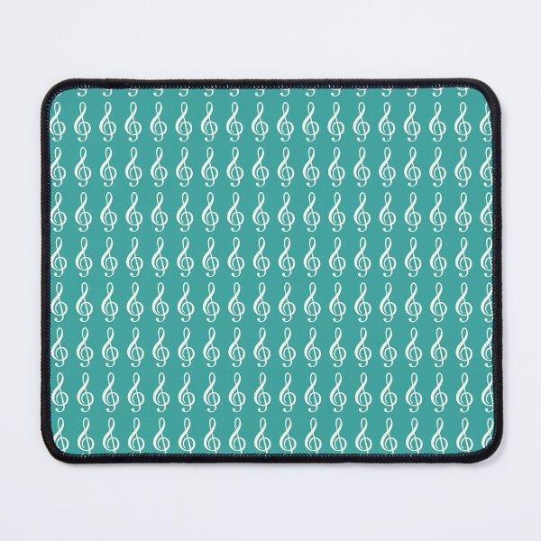 Item preview, White treble clefs (g clefs) in tiny geometric repeated tiled design pattern designed and sold by ElegantTeaTime.