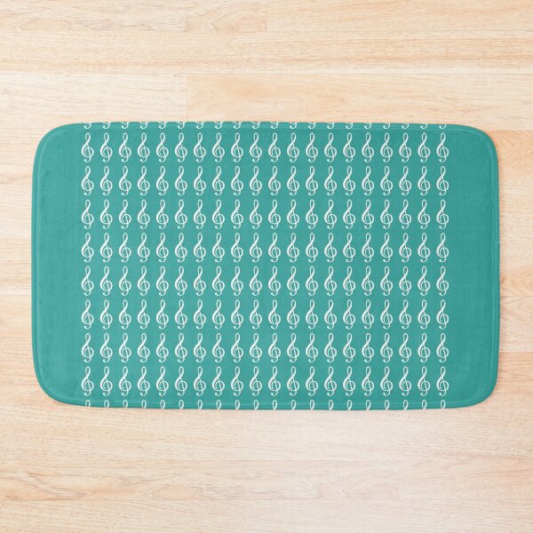 Item preview, White treble clefs (g clefs) in tiny geometric repeated tiled design pattern designed and sold by ElegantTeaTime.