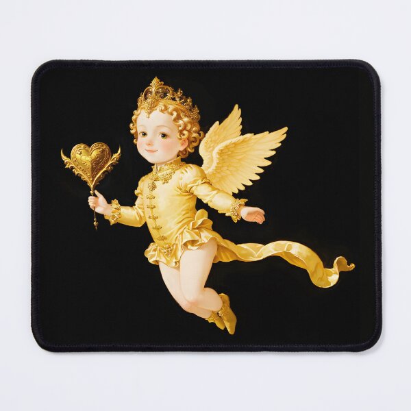 Item preview, Golden Cherub Angel Prince with Crown and Heart Shaped Scepter designed and sold by bagstudio.