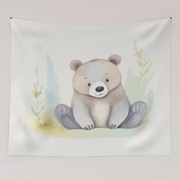 Item preview, Cute Watercolor Black Baby Bear Enjoying the Weather designed and sold by lovelyandcute.