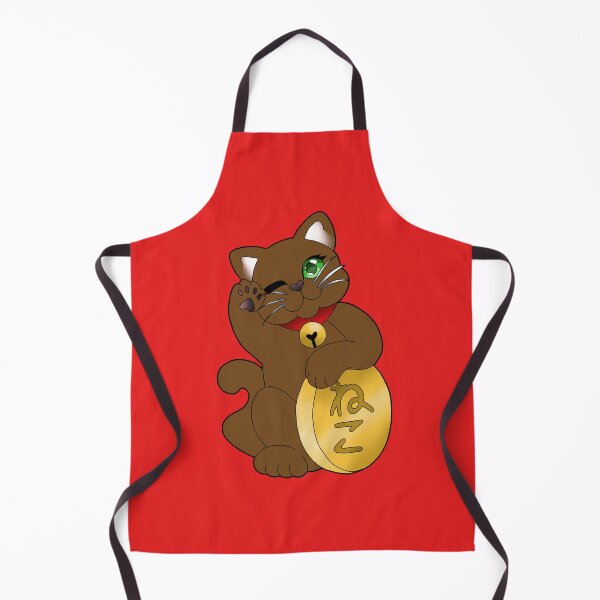Item preview, Brown Maneki Neko Green Eyes Red Collar designed and sold by Xyluxus.