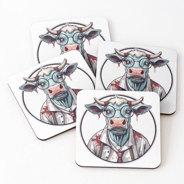 Item preview, caricature of nerdy cow  , designed and sold by DarkHues.