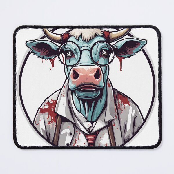 Item preview, caricature of nerdy cow  , designed and sold by DarkHues.