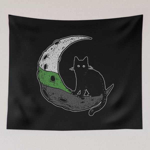 Item preview, Neutrois Cat Moon LGBT Pride Flag designed and sold by Clara Hollins.