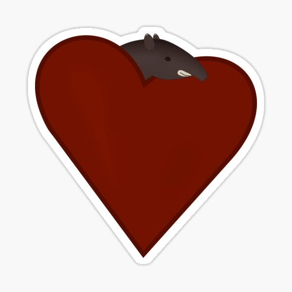 Vista previa del artículo con la obra «Lindo Tapir de Montaña Tapirus pinchaque Corazón Rojo Oscuro», diseñado y vendido por ThatIsSomething.
