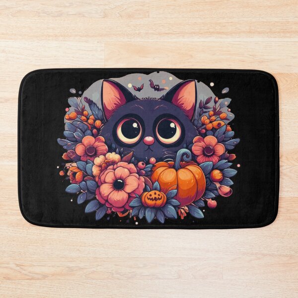 Item preview, Cute Halloween Cat in Flowers designed and sold by Cr320.