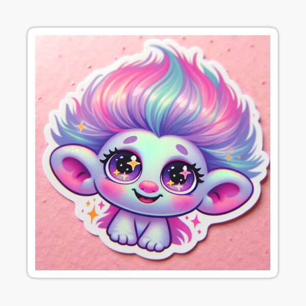 Item preview, Niedlicher Troll-Aufkleber mit funkelnden Augen designed and sold by mymagicstoreus.