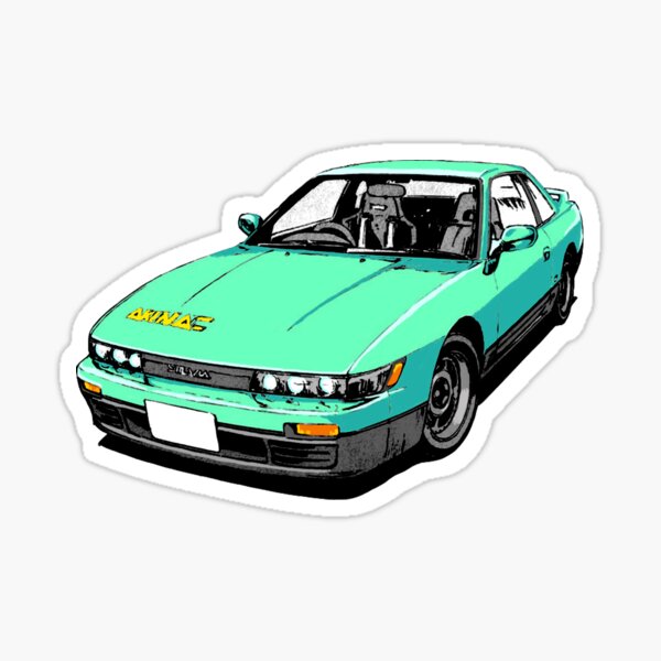 Lexica - Cartoon JDM car , sticker, initial d anime style, solid background  color