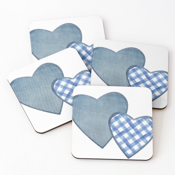 Item preview, Blue denim valentines hearts, gingham pattern designed and sold by LKODesign.