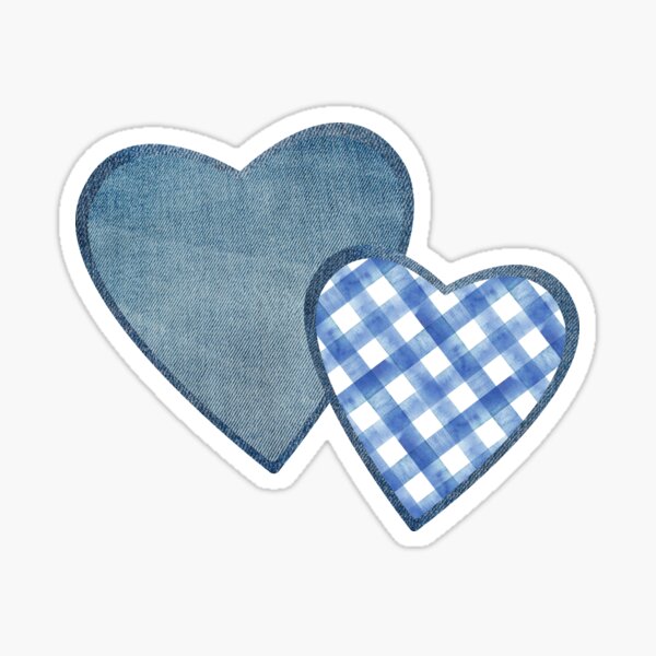 Item preview, Blue denim valentines hearts, gingham pattern designed and sold by LKODesign.