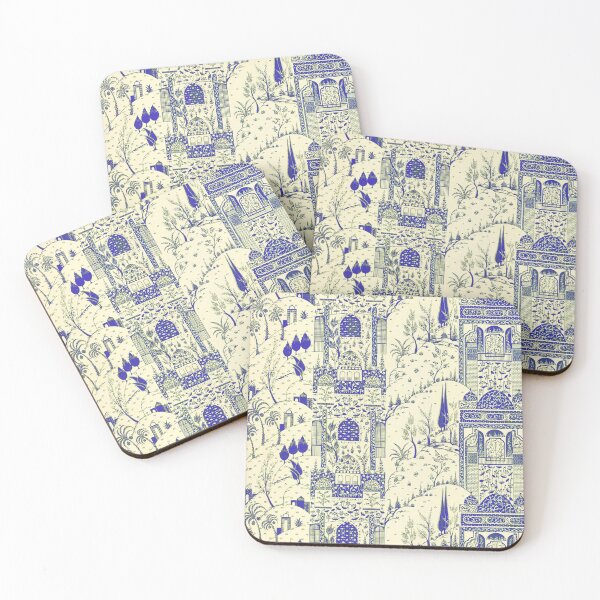 Item preview, Indian miniature inspired in blue  designed and sold by MoisOneOffs.