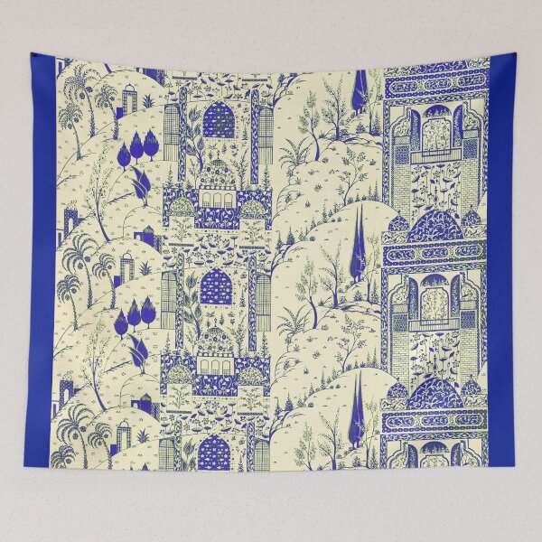 Item preview, Indian miniature inspired in blue  designed and sold by MoisOneOffs.