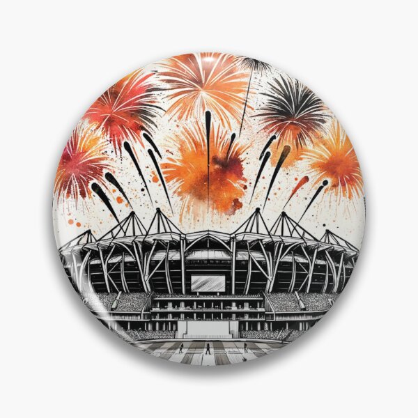 Item preview, Rajiv Gandhi International Cricket Stadium, Hyderabad, Fireworks watercolor designed and sold by ArtfulMiller.