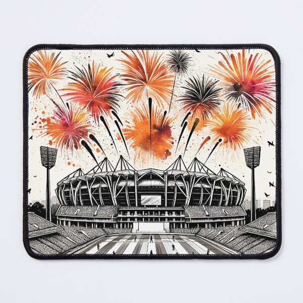 Item preview, Rajiv Gandhi International Cricket Stadium, Hyderabad, Fireworks watercolor designed and sold by ArtfulMiller.