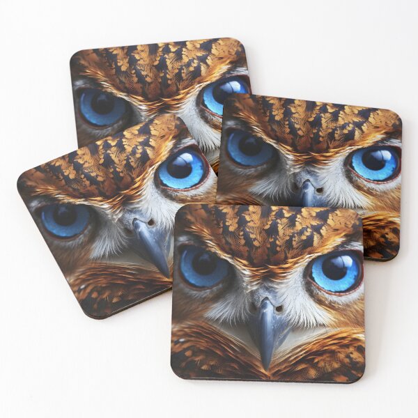 Item preview, Stunning owl closeup portrait with blue eyes designed and sold by dcrc.