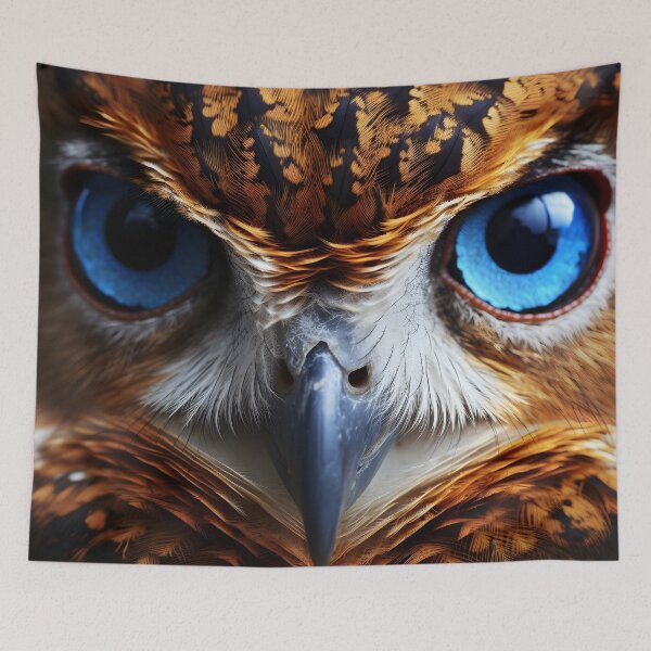 Item preview, Stunning owl closeup portrait with blue eyes designed and sold by dcrc.