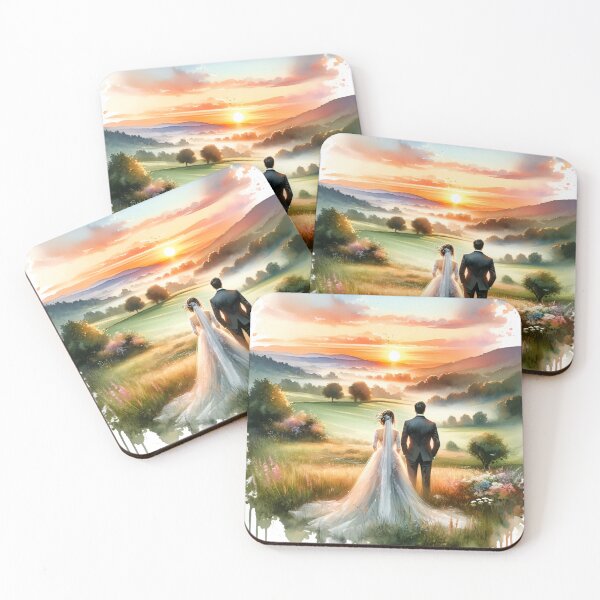 Item preview, Sunrise Bride & Groom - Beautiful Watercolor designed and sold by DepictionDesign.