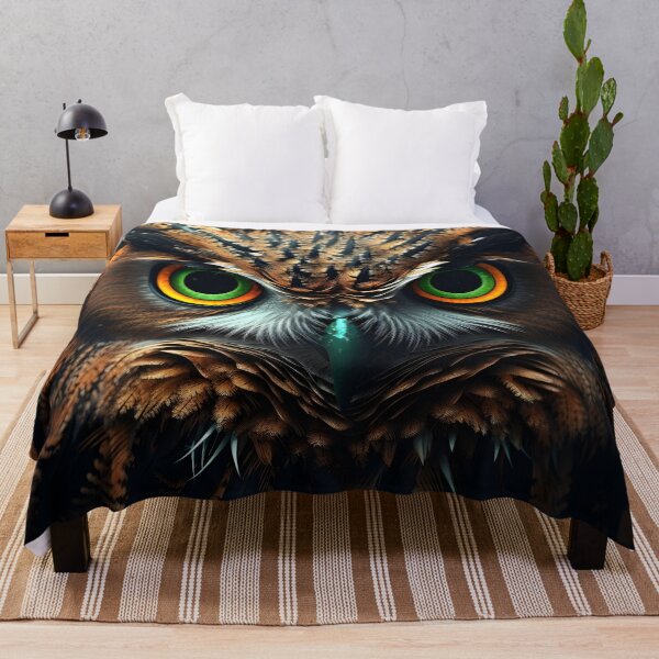 Item preview, Stunning owl closeup portrait with green eyes designed and sold by dcrc.