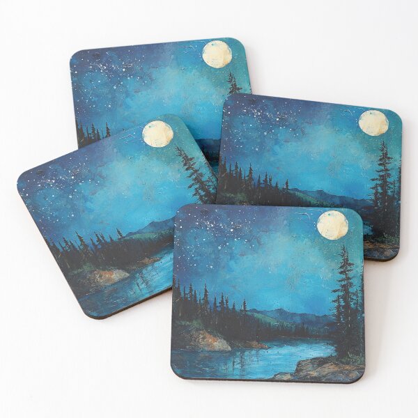 Item preview, Secluded Pond Surrounded by Pines - Under the Moon designed and sold by HausKatz.