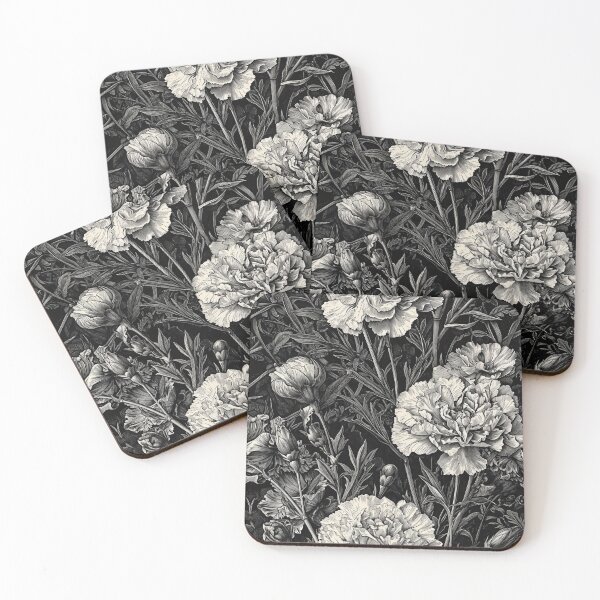Item preview, Classical Carnation Botanical Etching Seamless Pattern designed and sold by HAL2501.