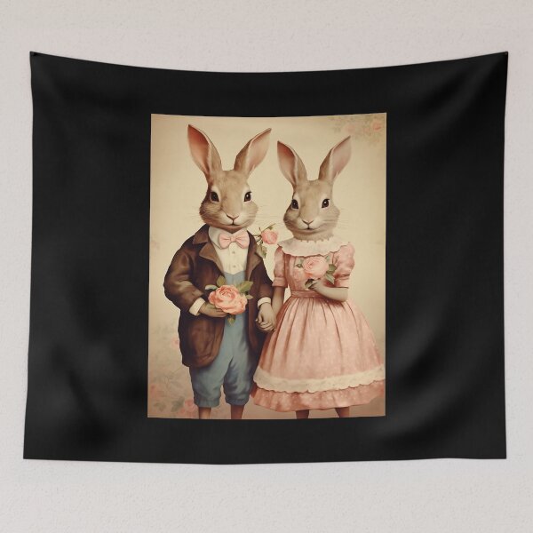 Item preview, Retro Rabbit Rendezvous - A Vintage Valentine's Day Encounter designed and sold by Silver Medal.