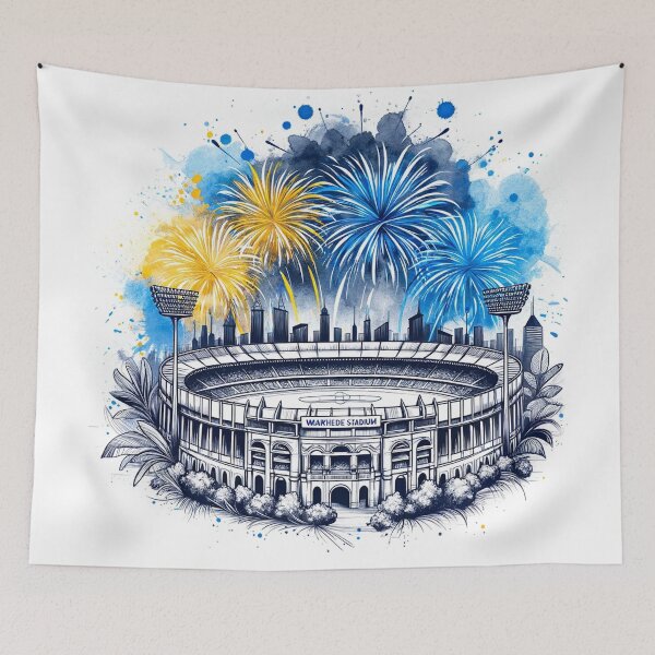 Item preview, Wankhede Stadium, Mumbai Single Line Watercolor designed and sold by ArtfulMiller.