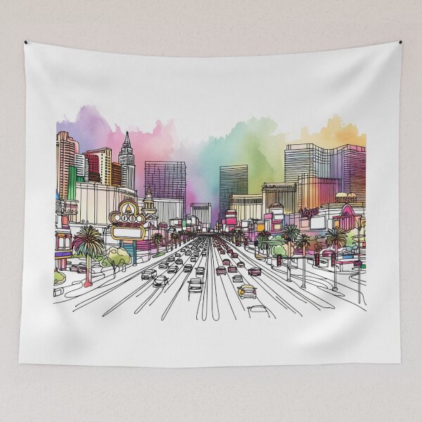Item preview, Las Vegas Strip, Single Line and Watercolour designed and sold by ArtfulMiller.