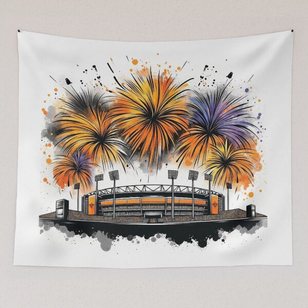 Item preview, Rajiv Gandhi International Cricket Stadium, Hyderabad, Fireworks watercolor designed and sold by ArtfulMiller.